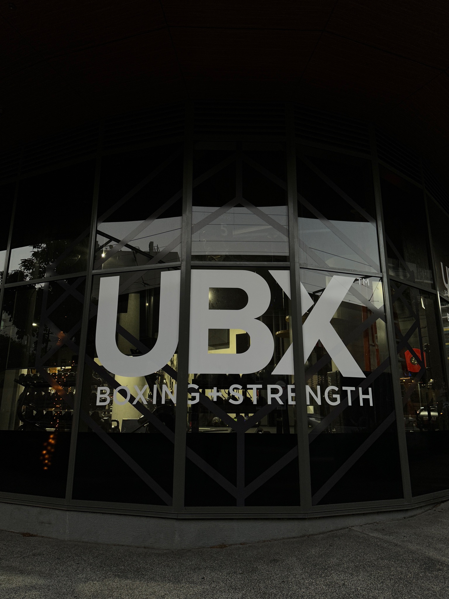 UBX South Bank exterior — night
